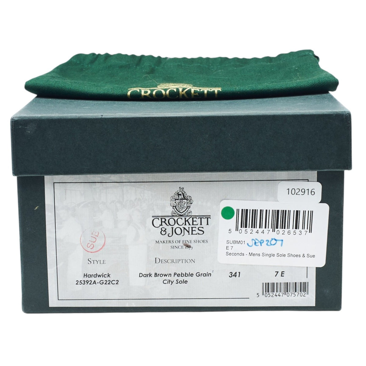 'Hardwick' Dark Brown Grain Leather Split Toe Derby UK 7 E