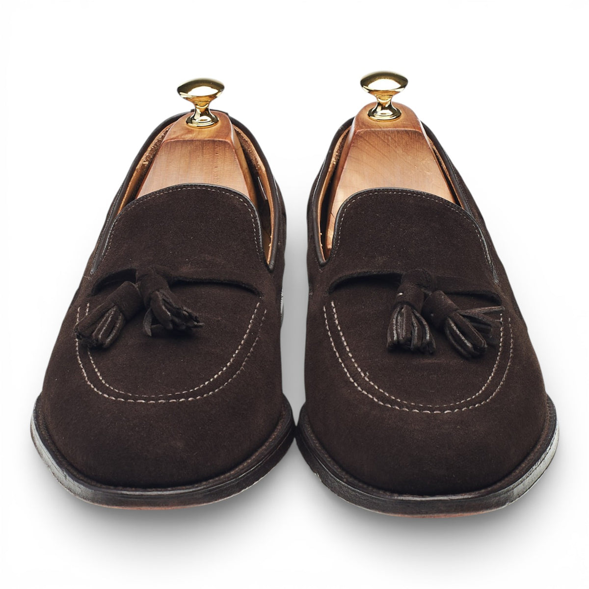 'Lincoln' Dark Brown Suede Tassel Loafers UK 10.5 F