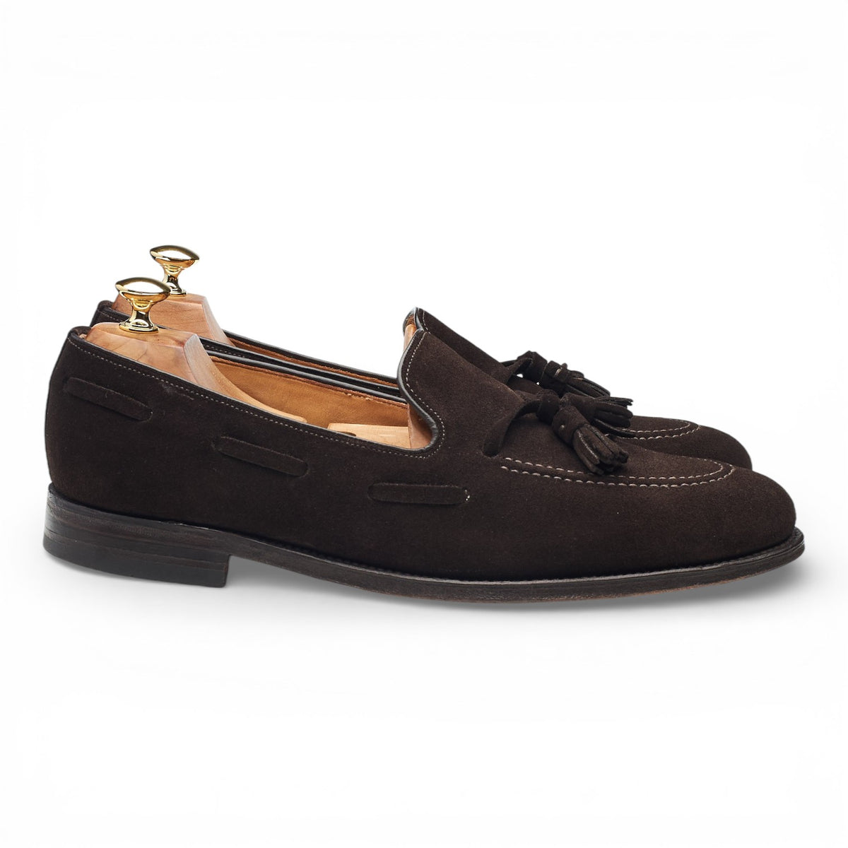 'Lincoln' Dark Brown Suede Tassel Loafers UK 10.5 F