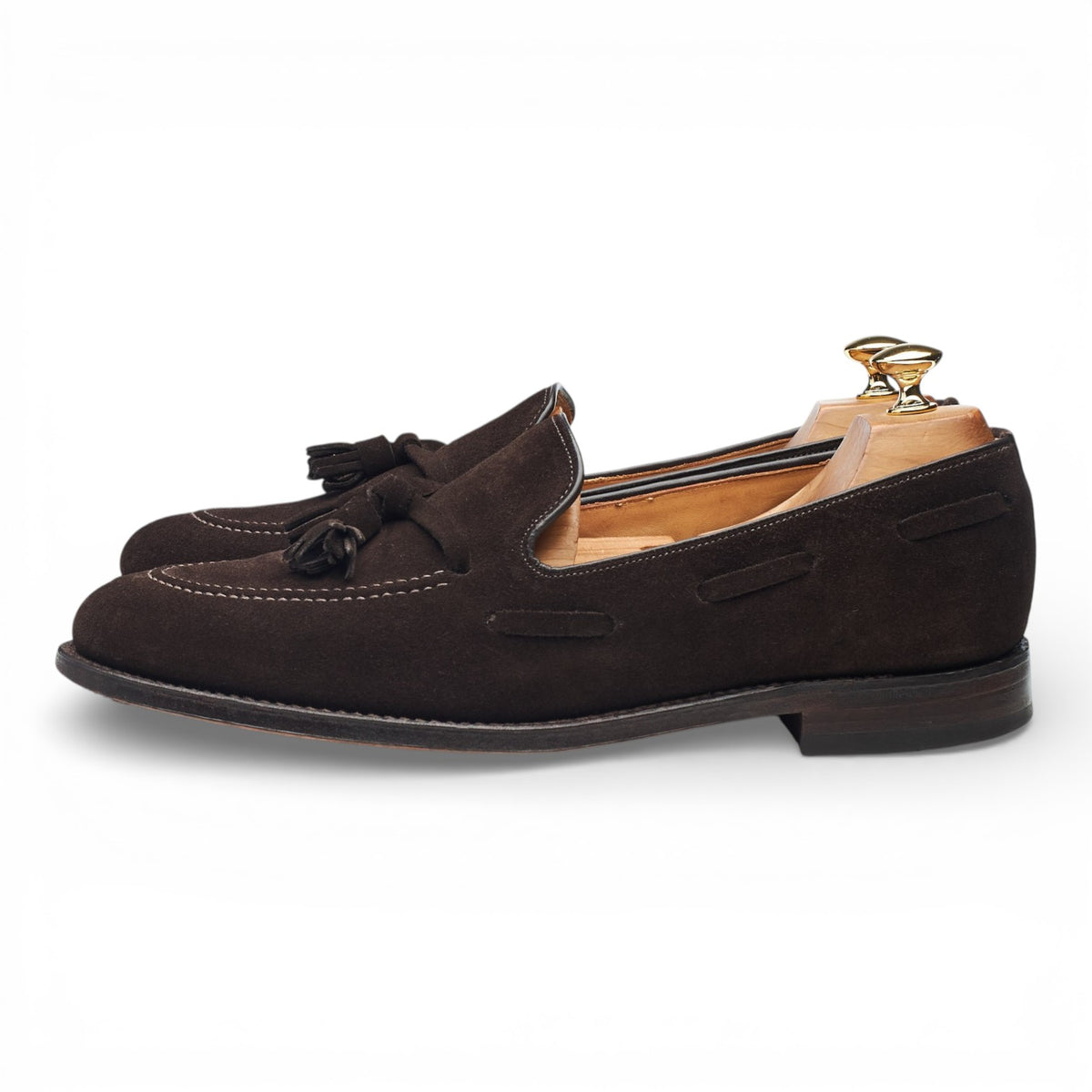 'Lincoln' Dark Brown Suede Tassel Loafers UK 10.5 F
