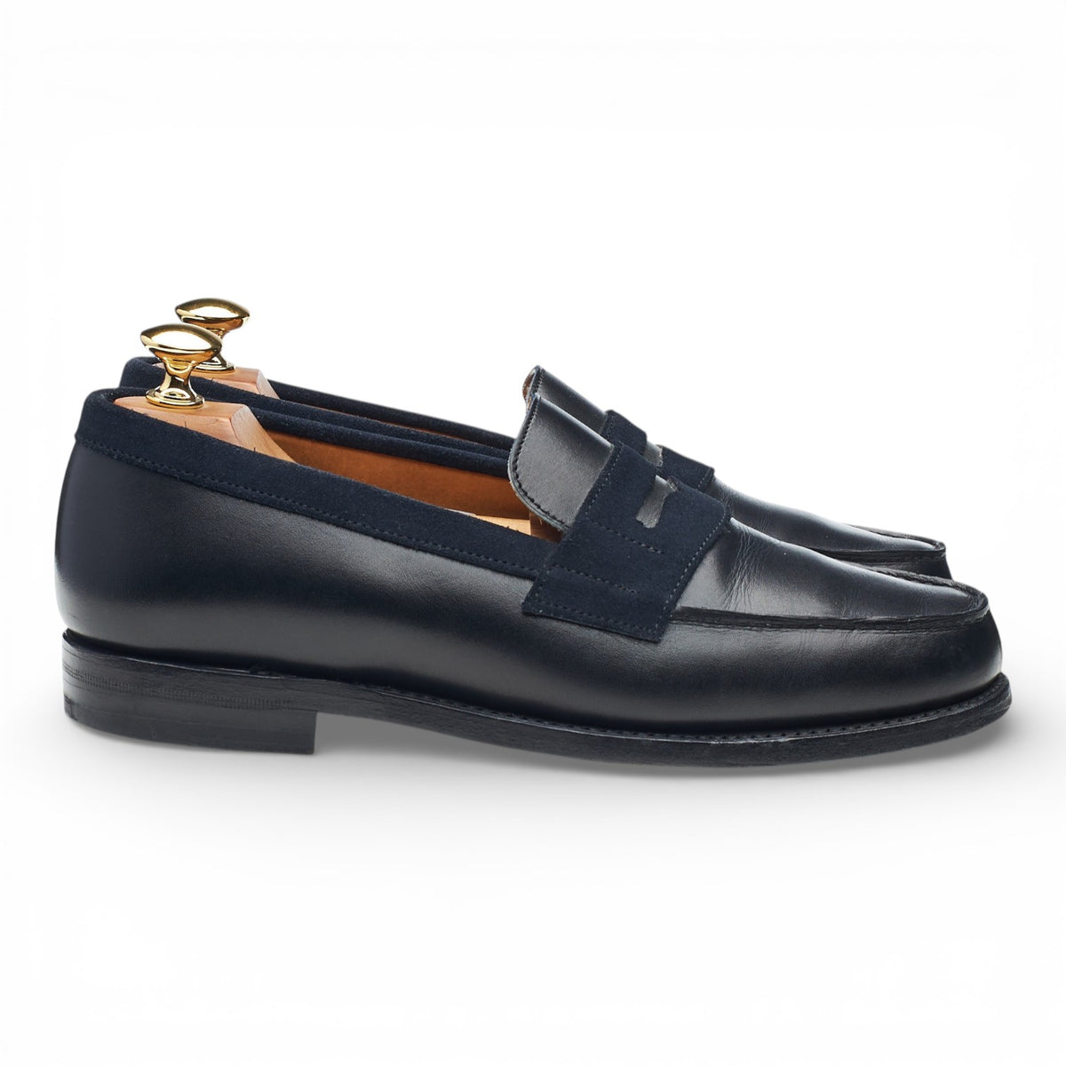 '4456' Navy Blue Leather & Suede Loafers UK 6
