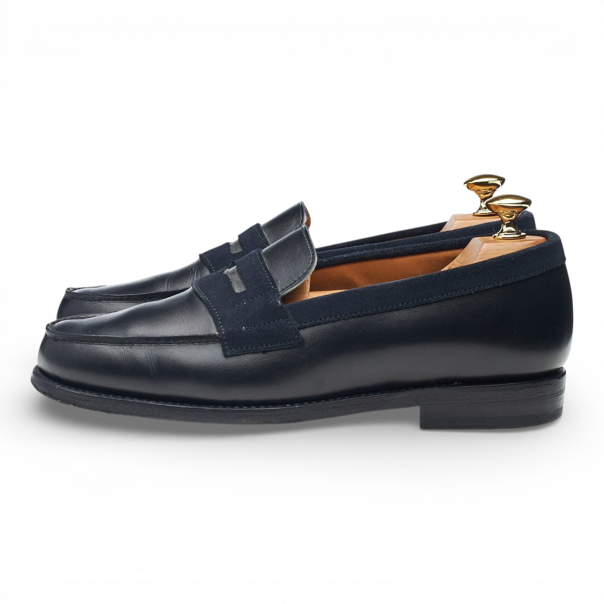 '4456' Navy Blue Leather & Suede Loafers UK 6