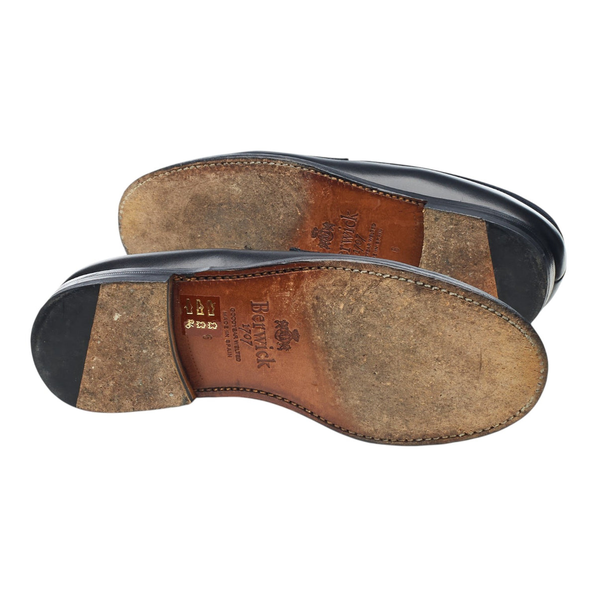 '4456' Navy Blue Leather & Suede Loafers UK 6