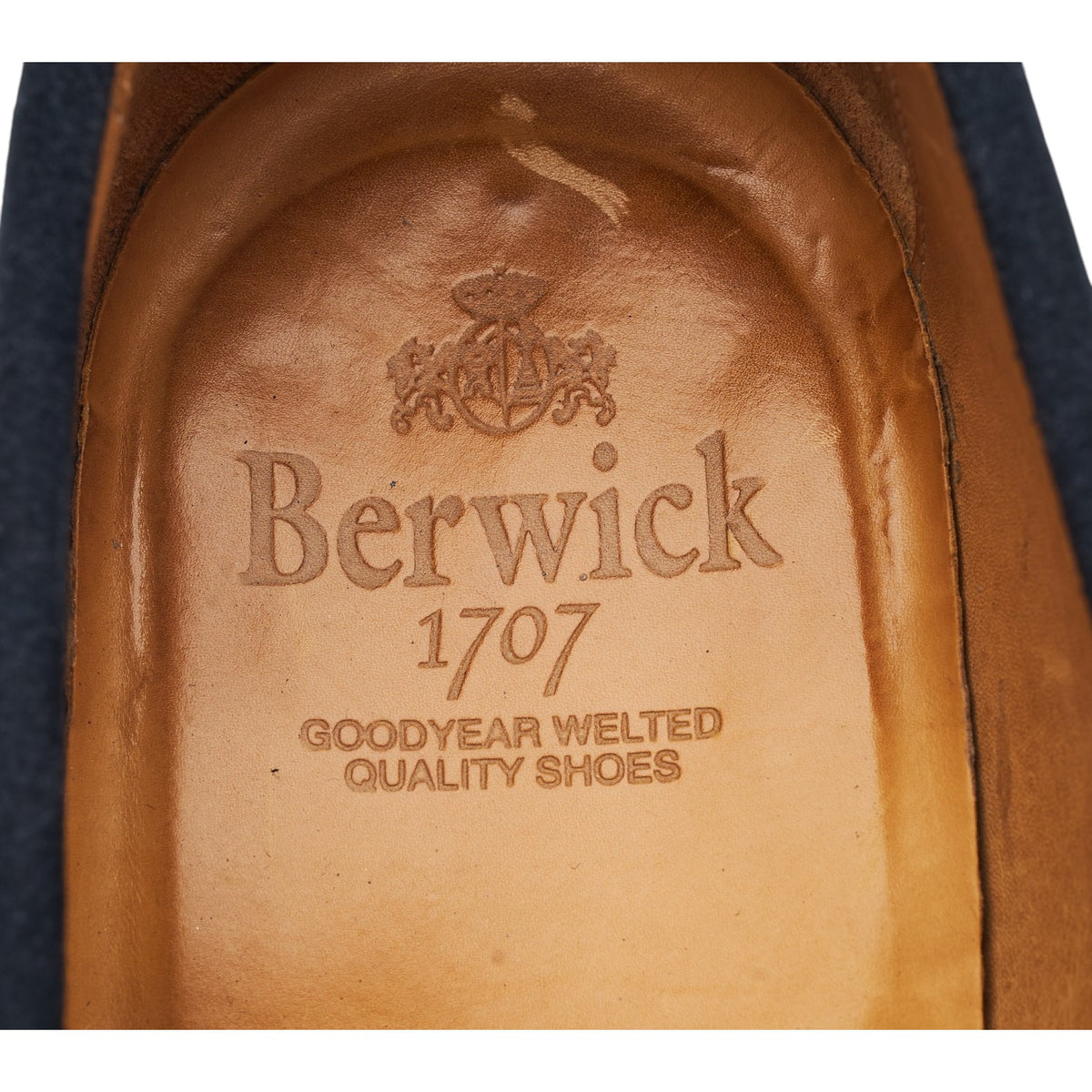 '4456' Navy Blue Leather & Suede Loafers UK 6