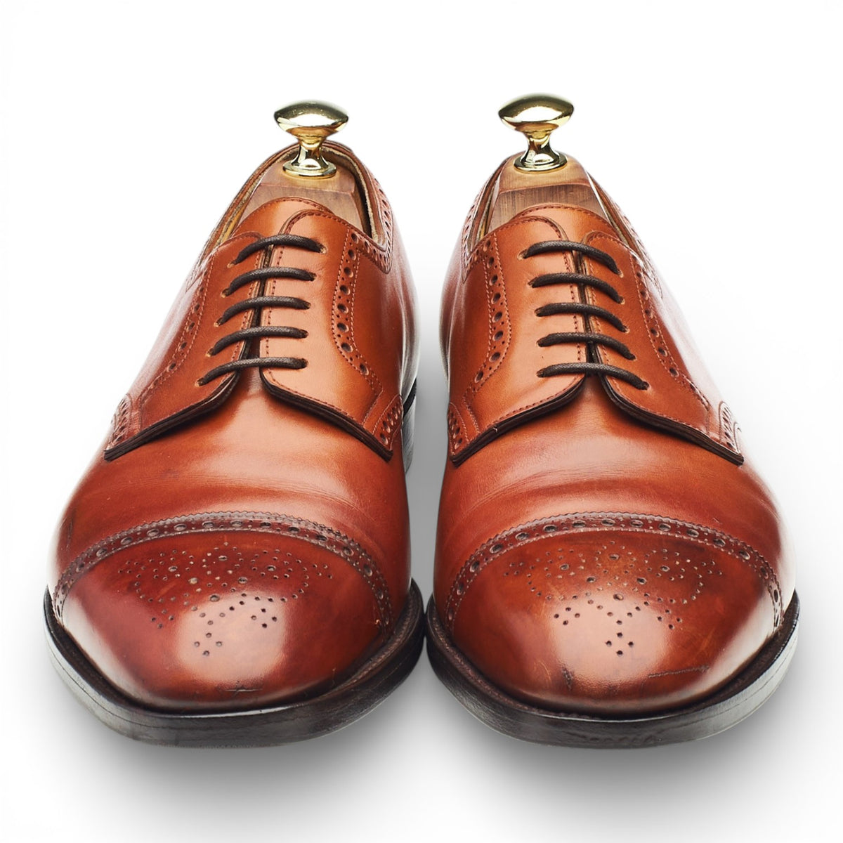 'Nader' Tan Brown Leather Derby Brogues UK 8 E