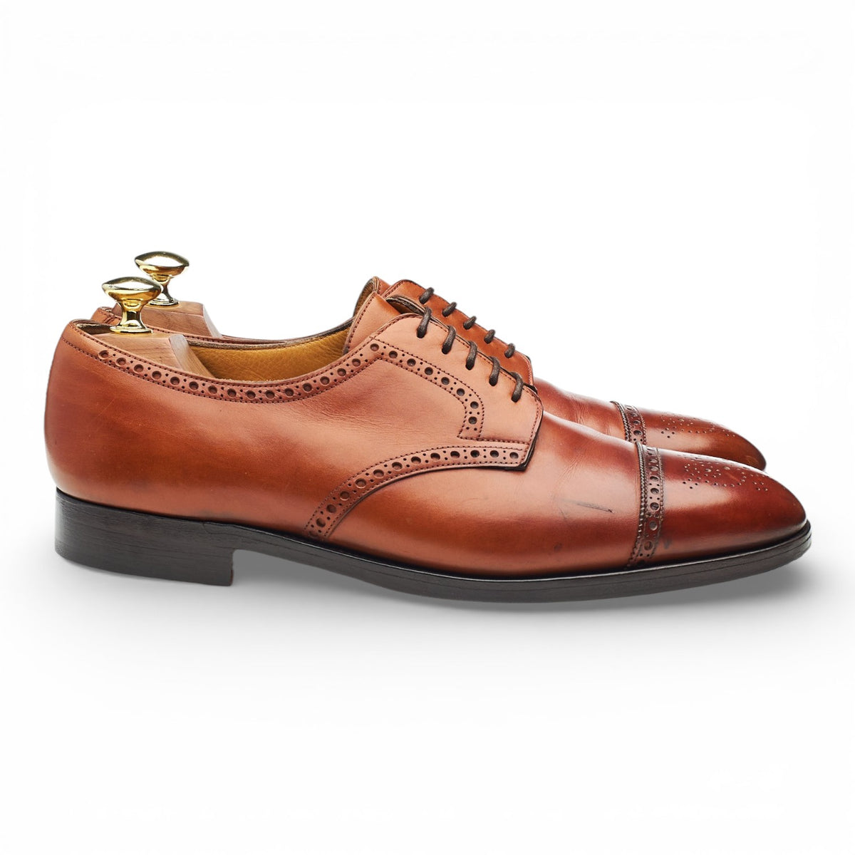 'Nader' Tan Brown Leather Derby Brogues UK 8 E