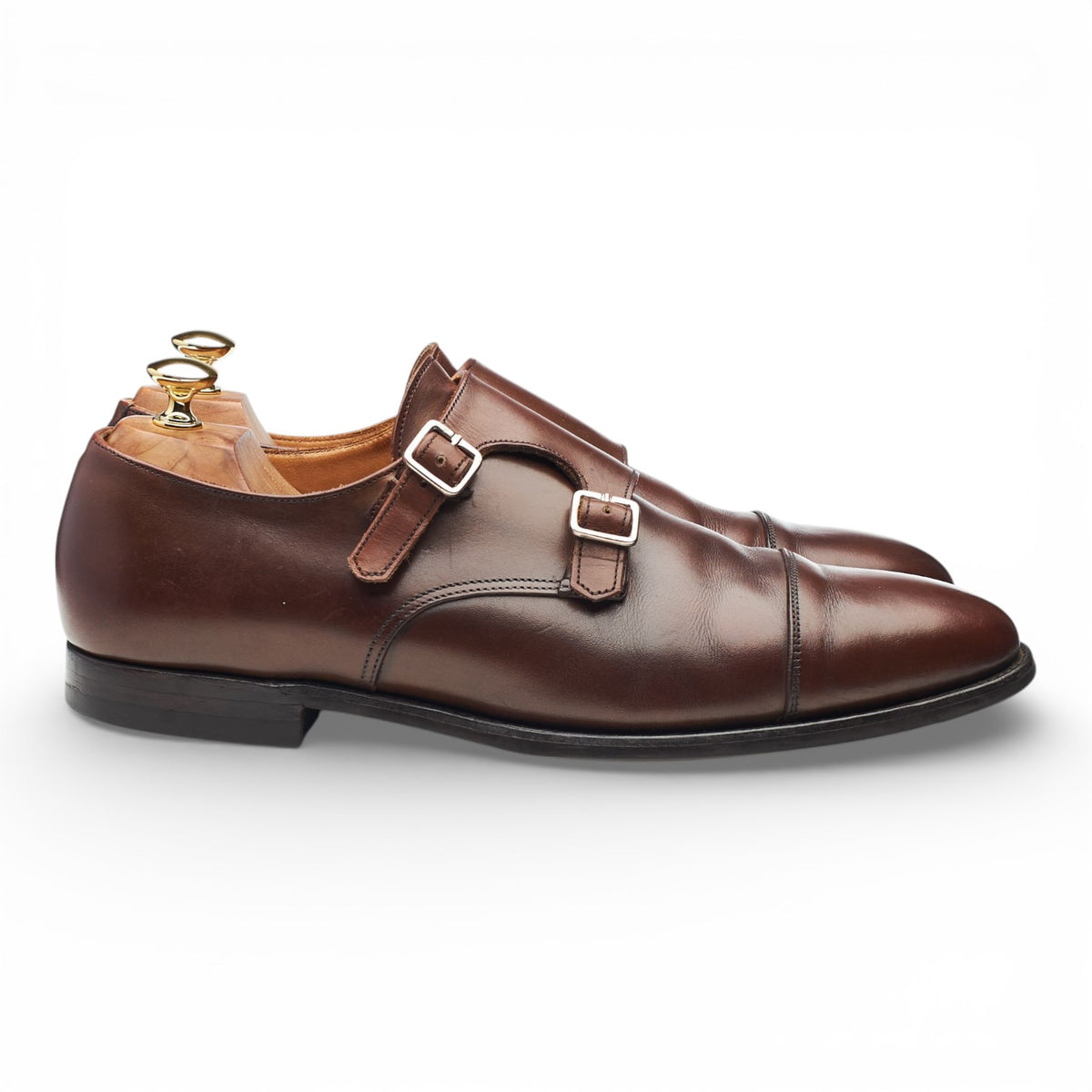 'Lowndes 4' Dark Brown Leather Double Monk Strap UK 10 E