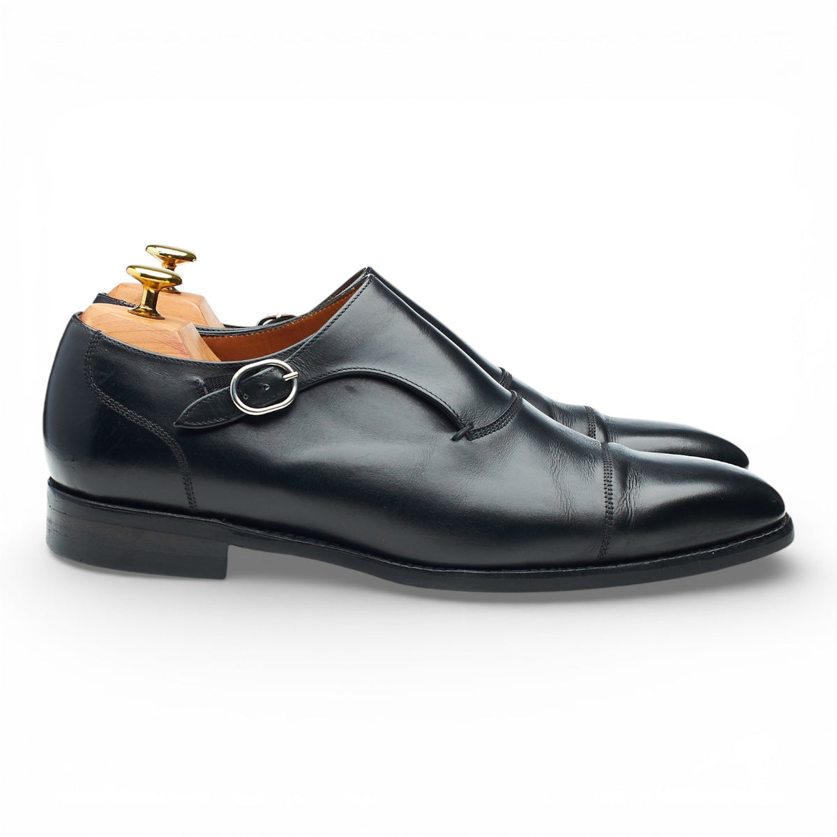 'Fauntleroy' Black Leather Single Monk Strap UK 8 E