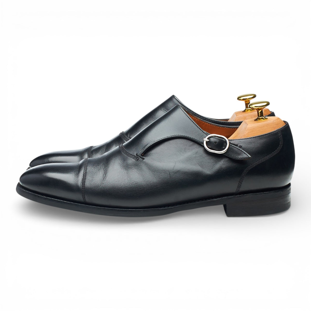 'Fauntleroy' Black Leather Single Monk Strap UK 8 E