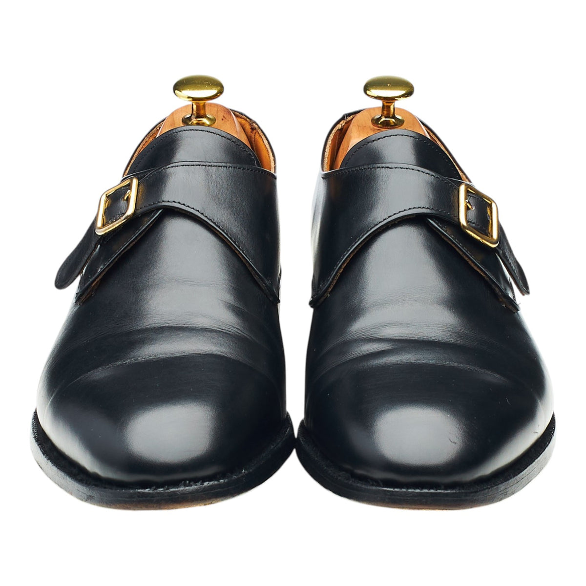 'York' Black Leather Single Monk Strap UK 8.5