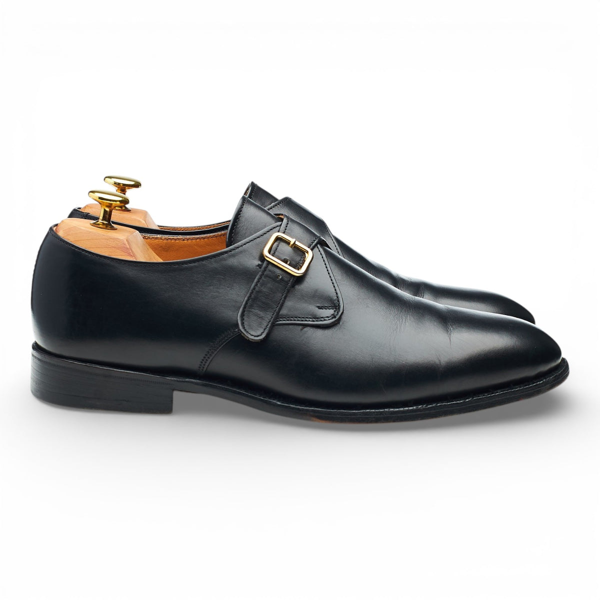 'York' Black Leather Single Monk Strap UK 8.5