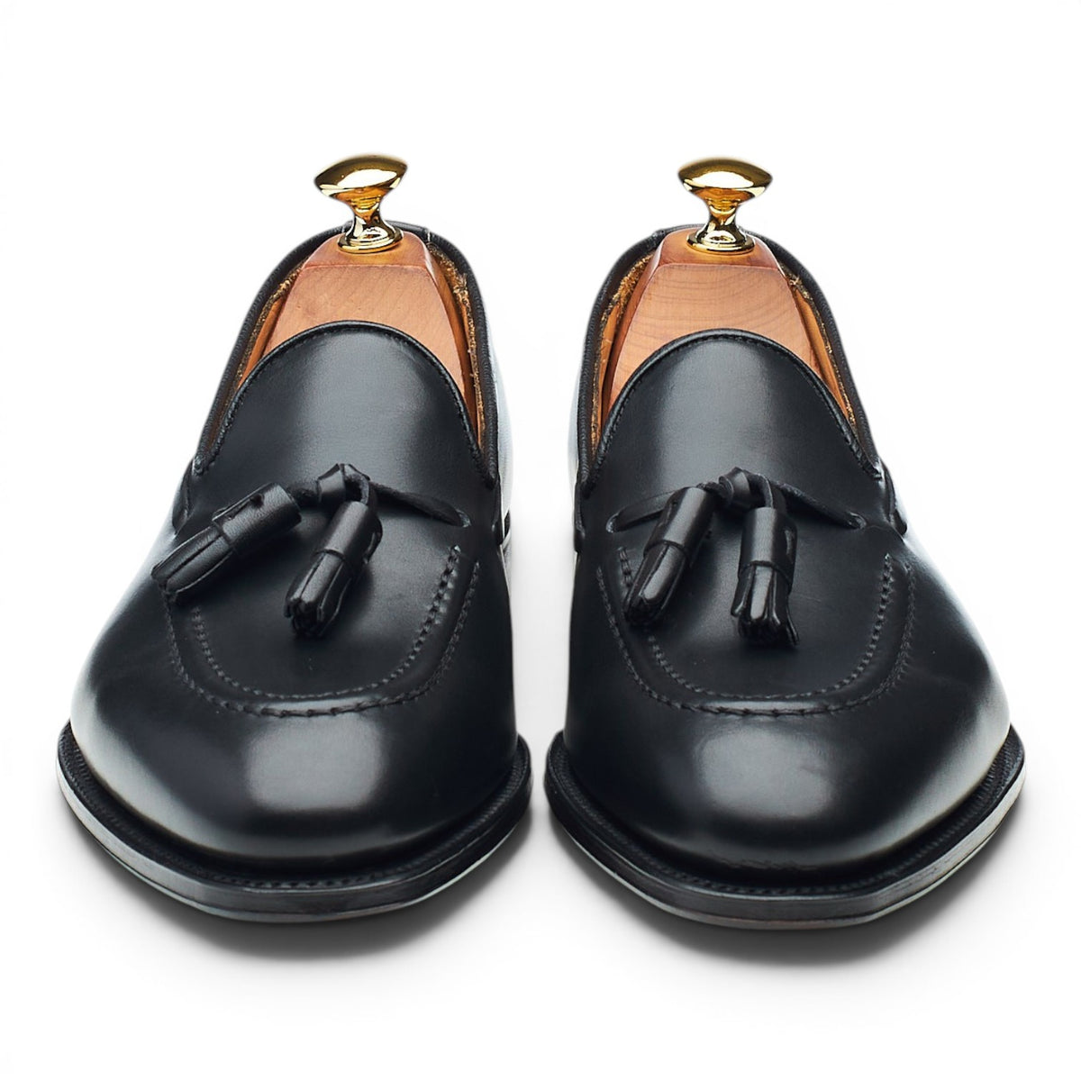 'Adrian' Black Leather Tassel Loafers UK 6.5 E