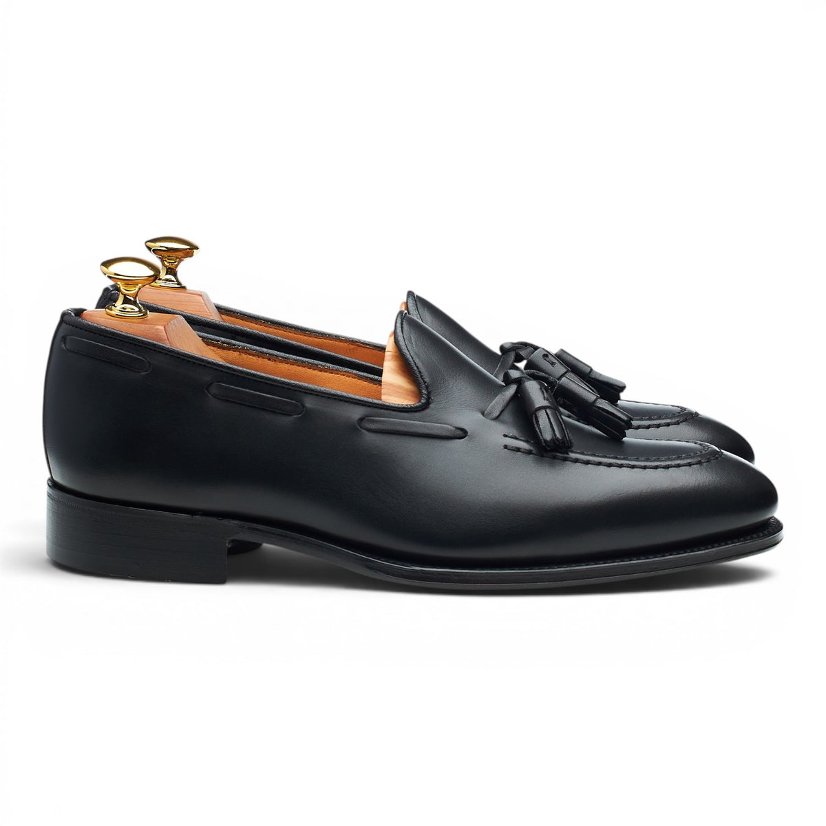 'Adrian' Black Leather Tassel Loafers UK 6.5 E