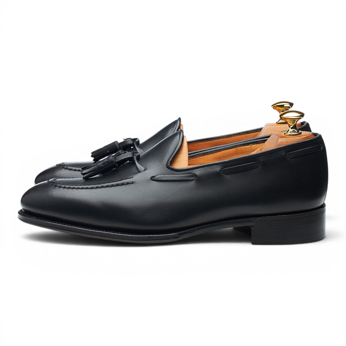 'Adrian' Black Leather Tassel Loafers UK 6.5 E