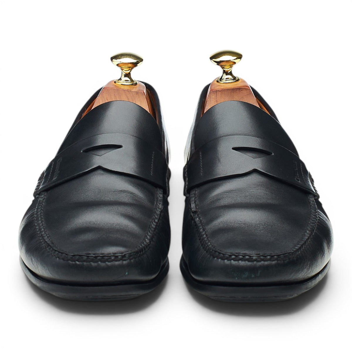 'Karl' Black Leather Loafers UK 7.5