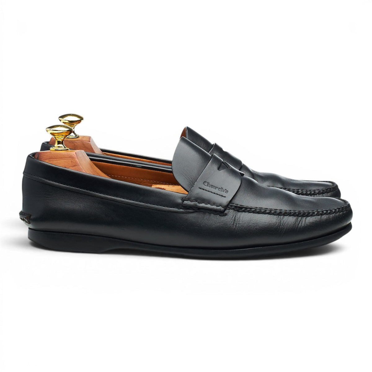 'Karl' Black Leather Loafers UK 7.5