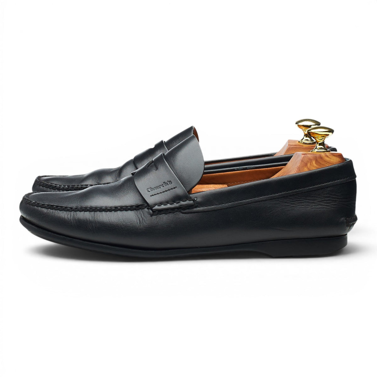 'Karl' Black Leather Loafers UK 7.5