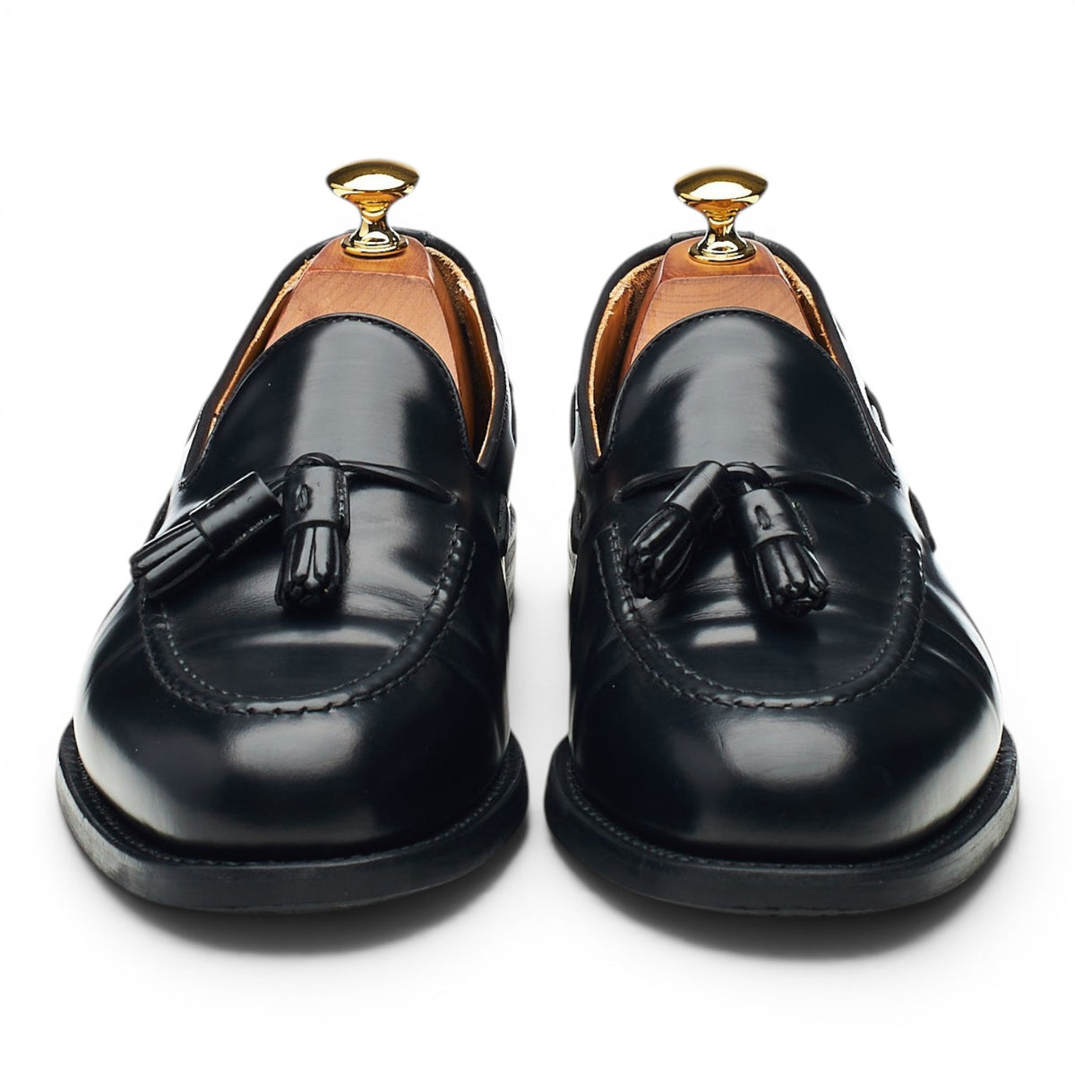 '8491' Black Leather Tassel Loafers UK 6.5