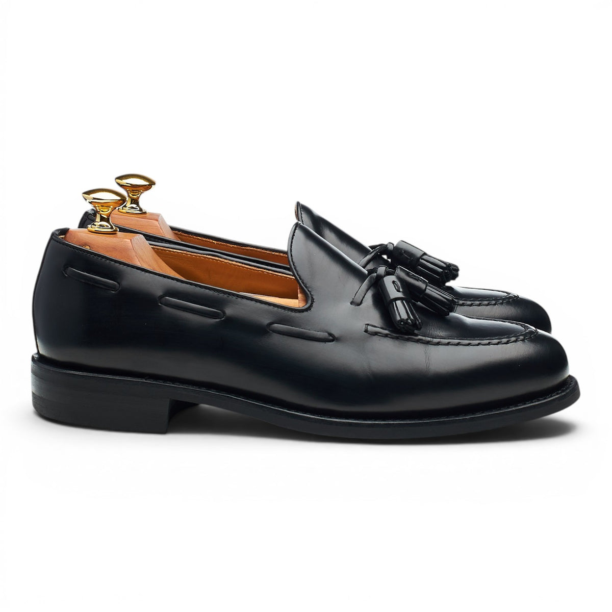 '8491' Black Leather Tassel Loafers UK 6.5