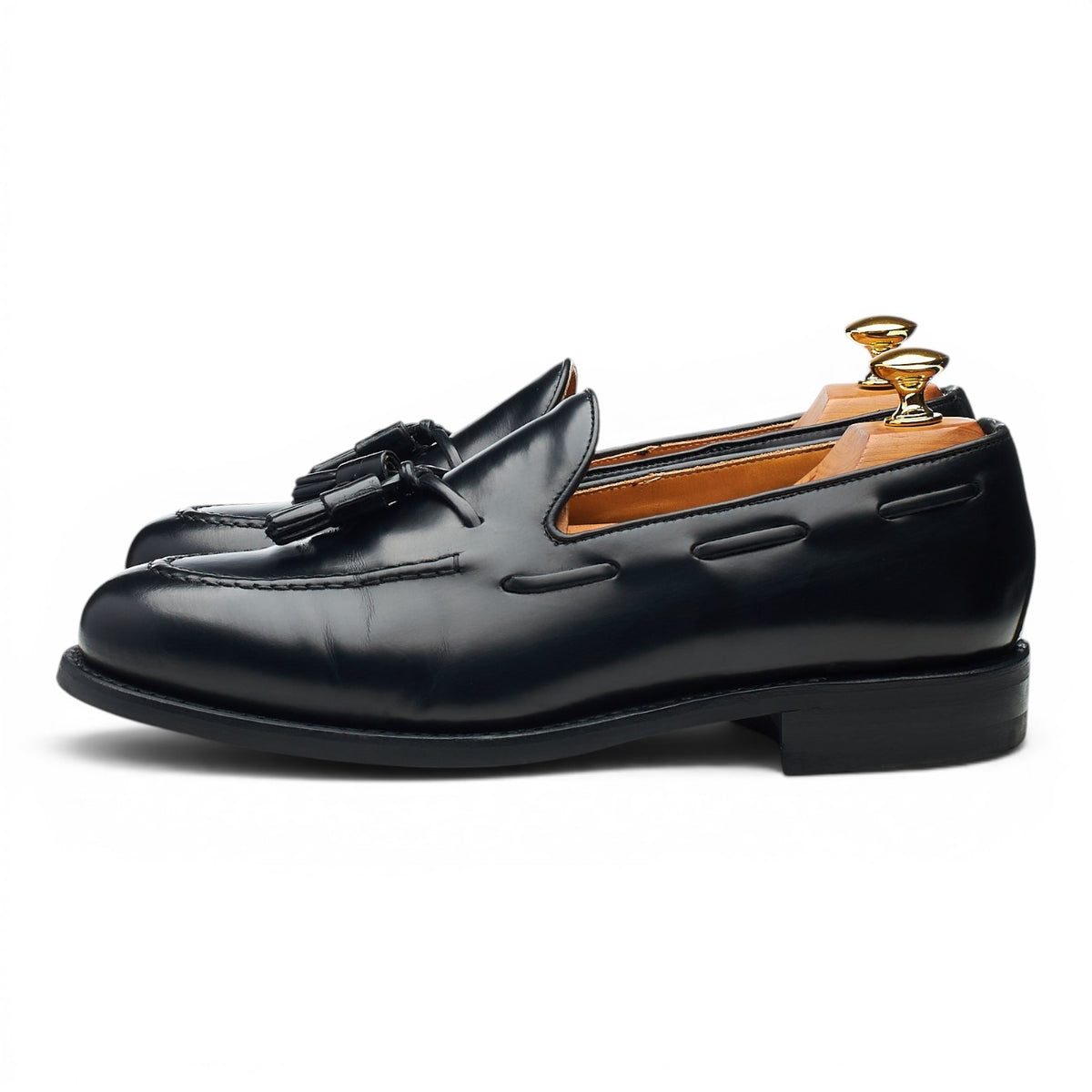 '8491' Black Leather Tassel Loafers UK 6.5