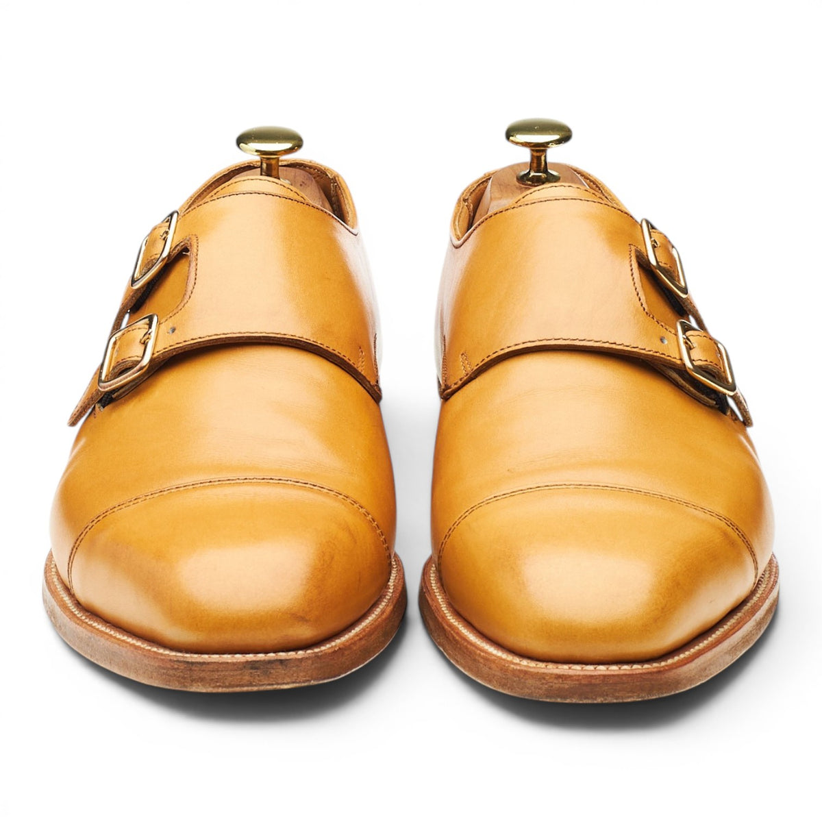 Tan Brown Leather Double Monk Strap UK 8