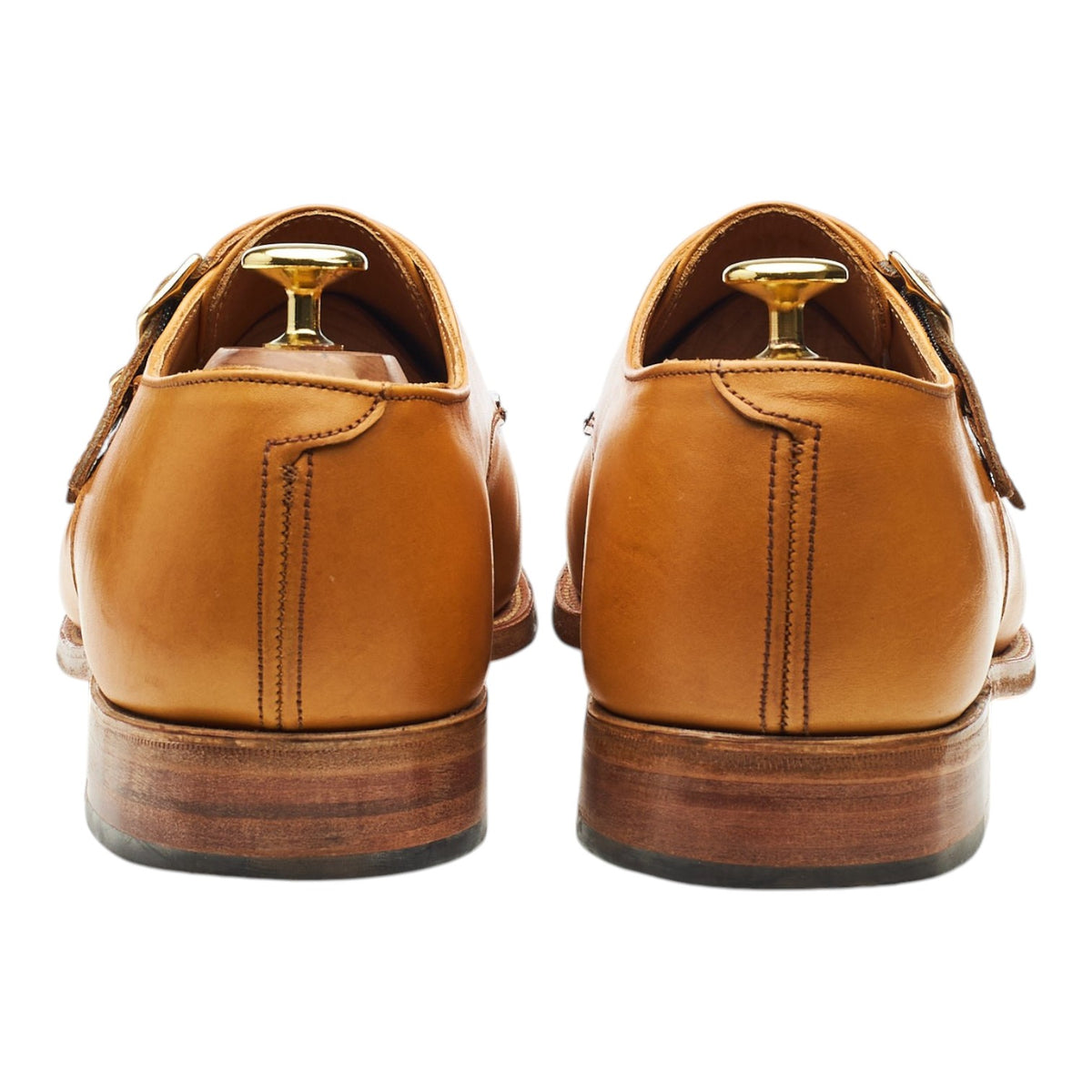 Tan Brown Leather Double Monk Strap UK 8