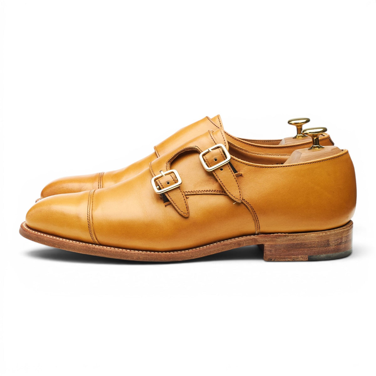 Tan Brown Leather Double Monk Strap UK 8