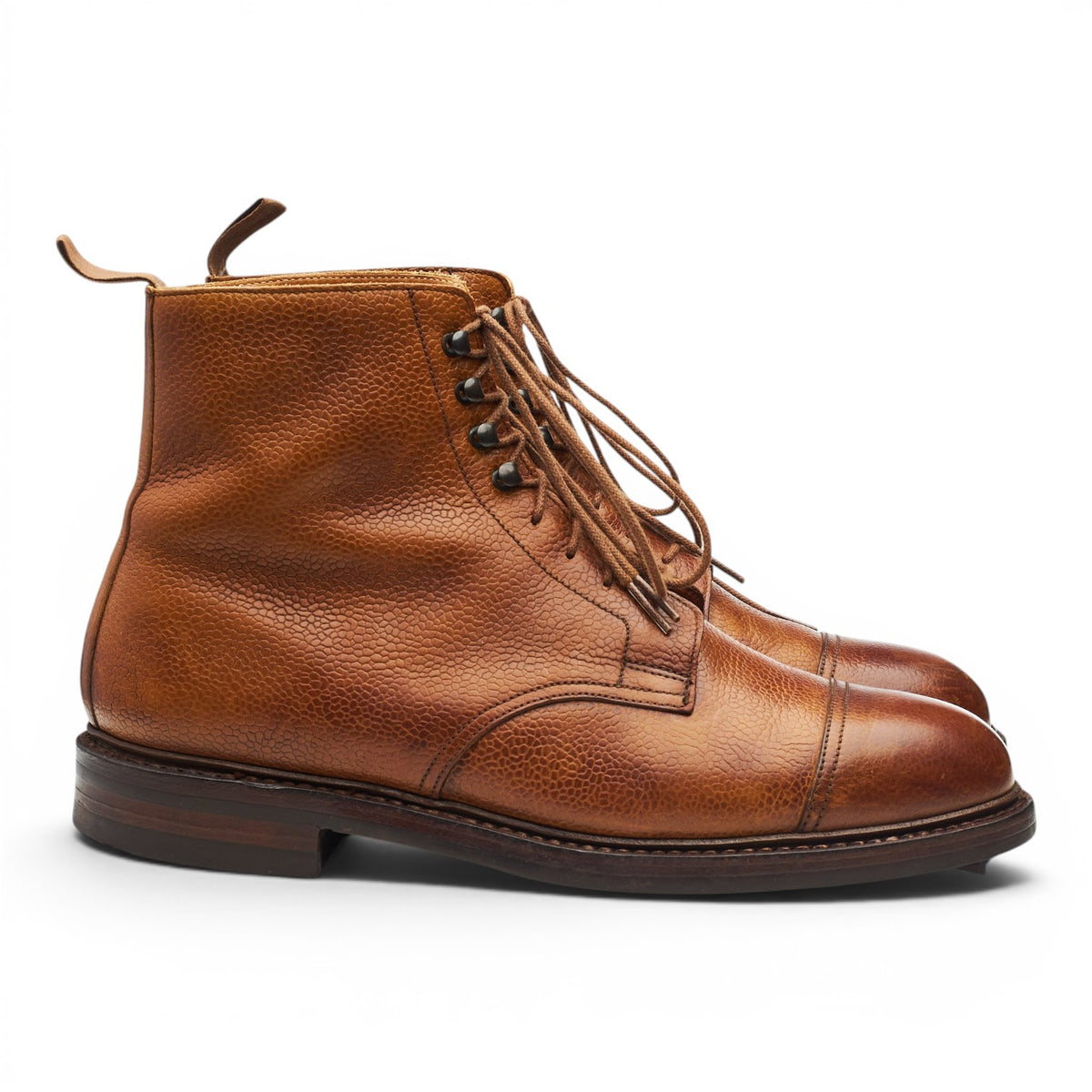 'Coniston' Tan Brown Grain Leather Boots UK 7.5 E