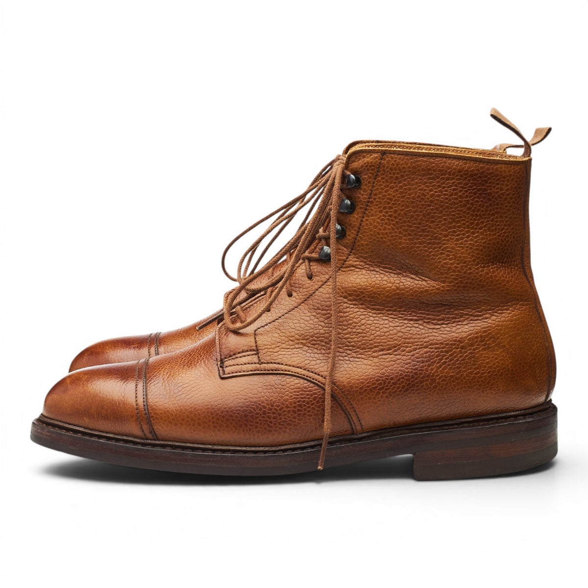 'Coniston' Tan Brown Grain Leather Boots UK 7.5 E