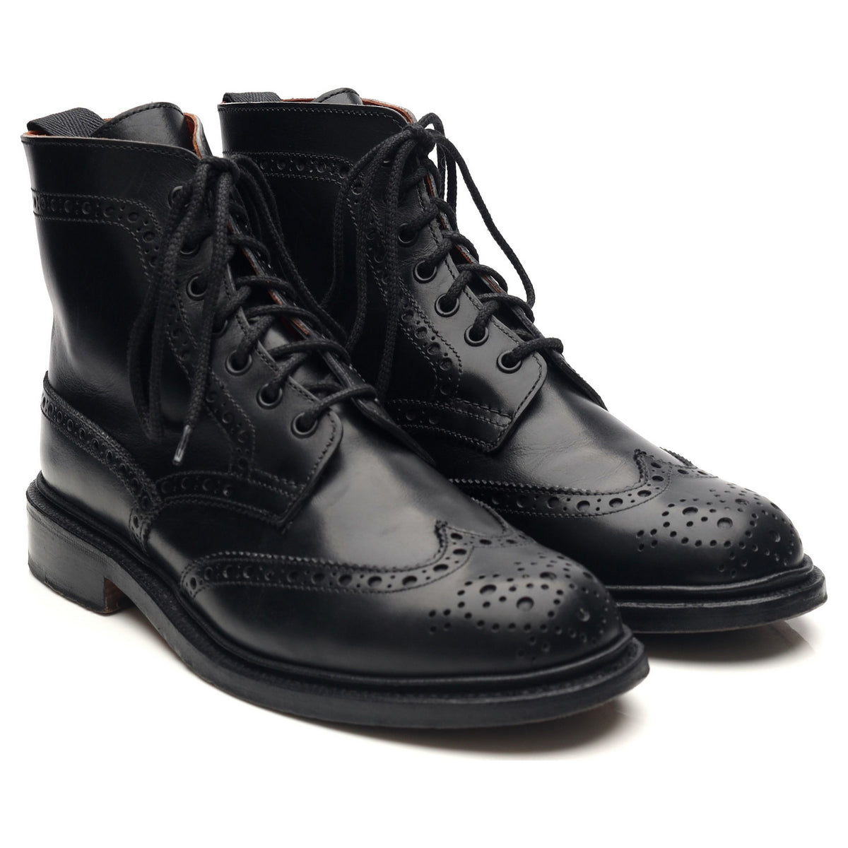 Women's 'Stephy' Black Leather Brogue Boots UK 6 - Abbot's Shoes