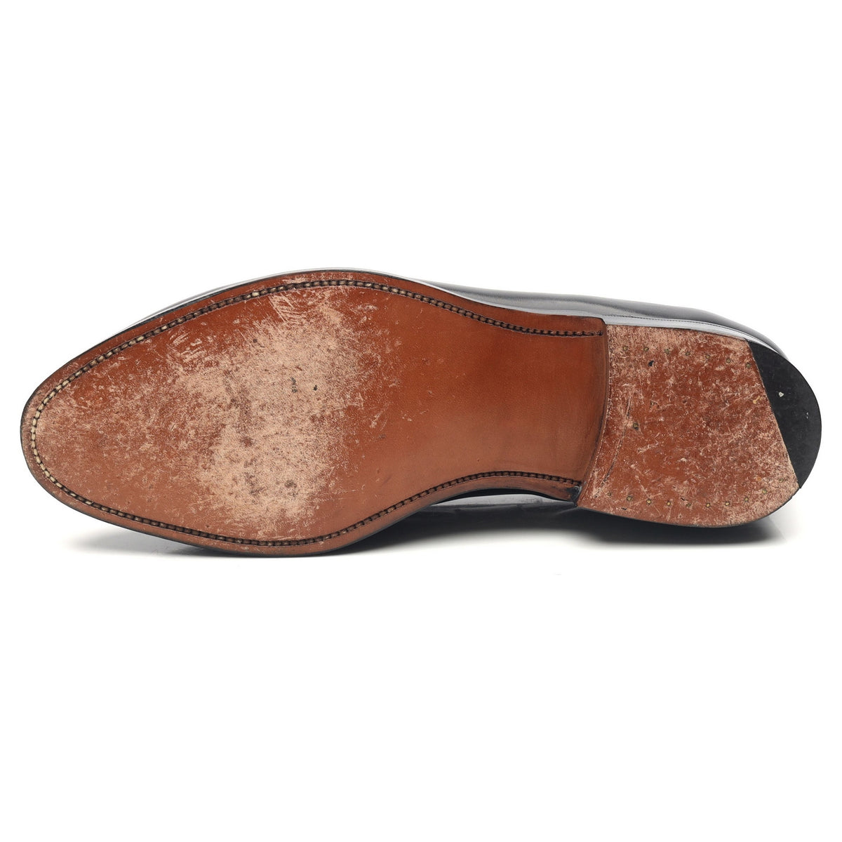 Black Leather Tassel Loafers UK 8