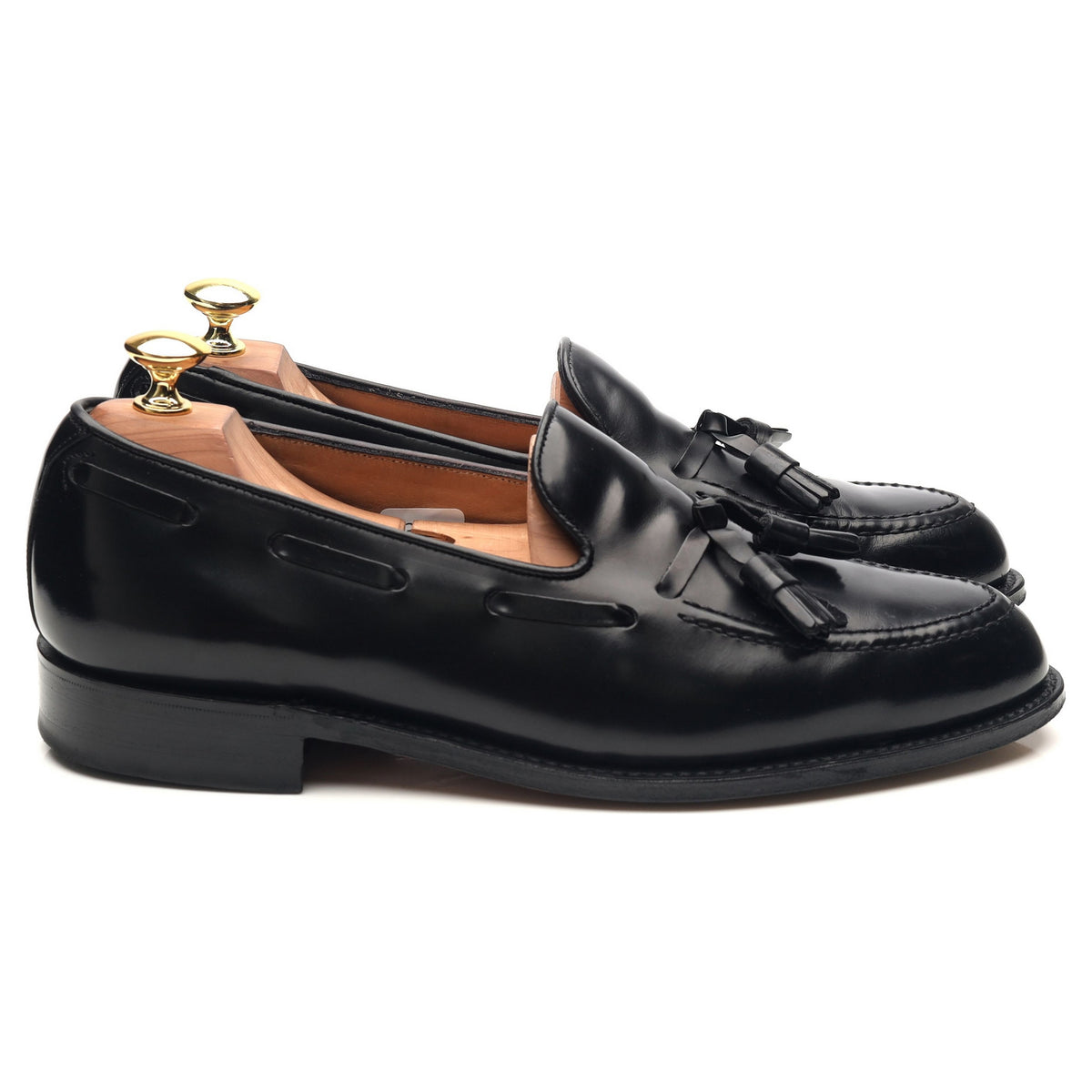 &#39;Lewis&#39; Black Leather Tassel Loafers UK 8 F