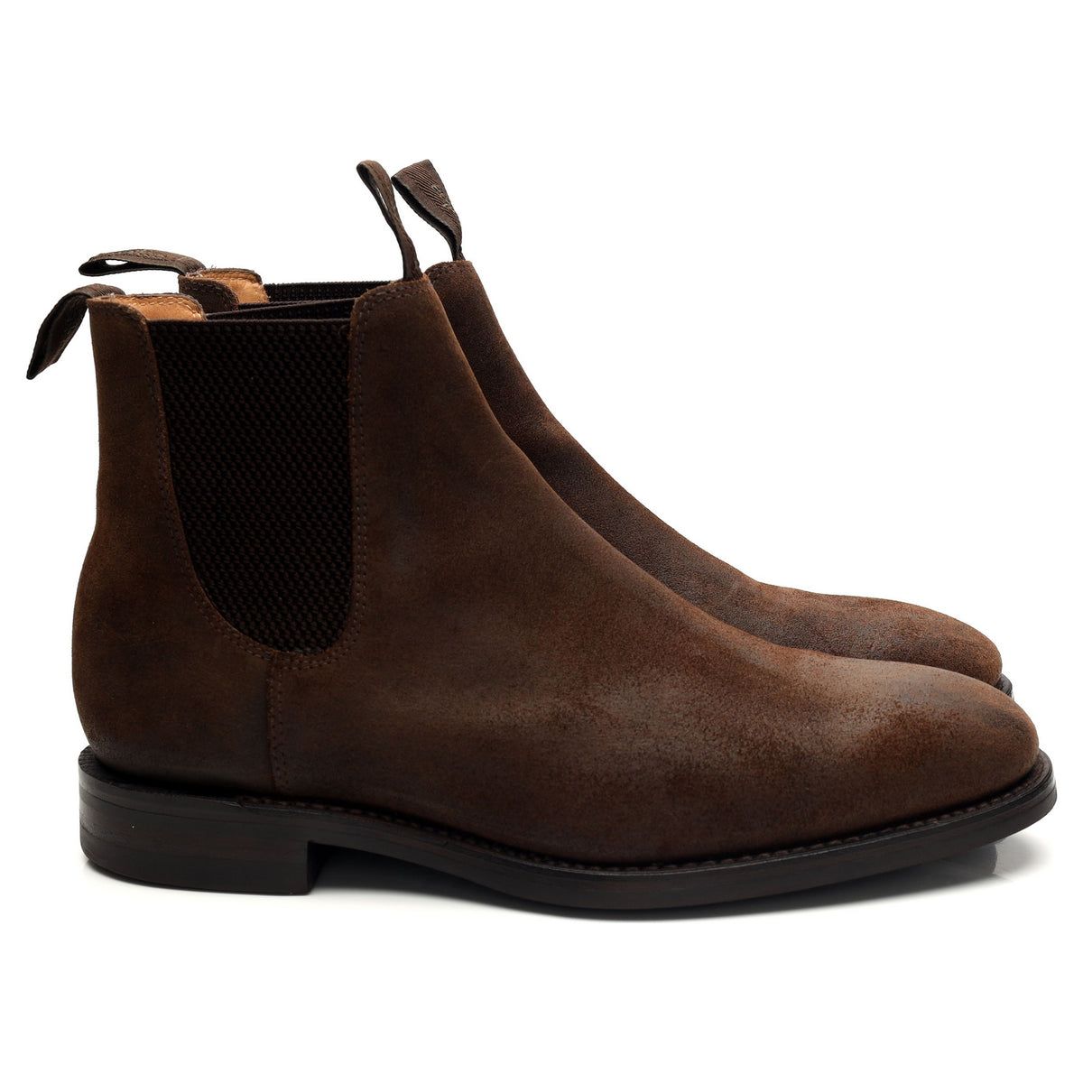 1880 &#39;Chatsworth&#39; Dark Brown Waxed Suede Chelsea Boots UK 8 G