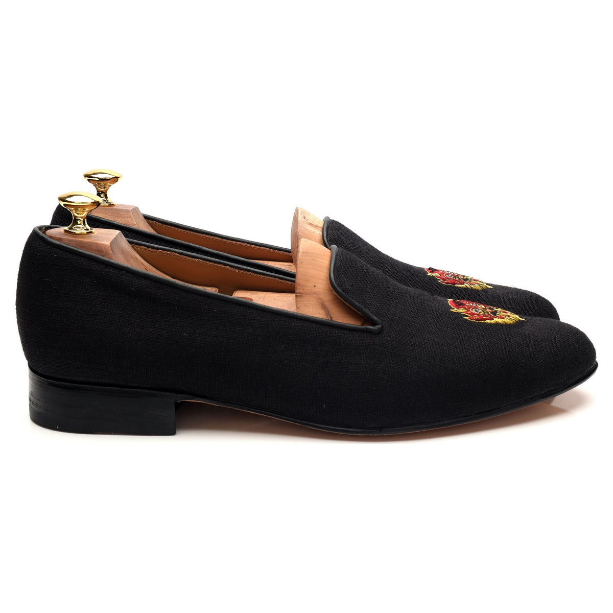 &#39;Albert&#39; Black Canvas Slippers UK 11