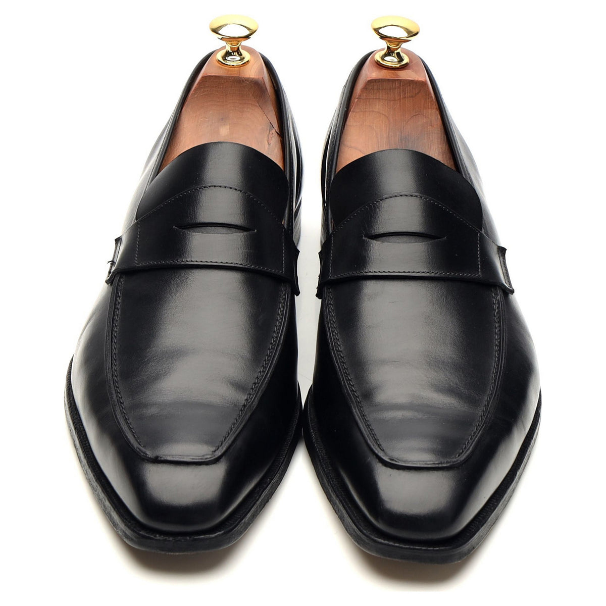 &#39;George&#39; Black Leather Penny Loafers UK 9 E