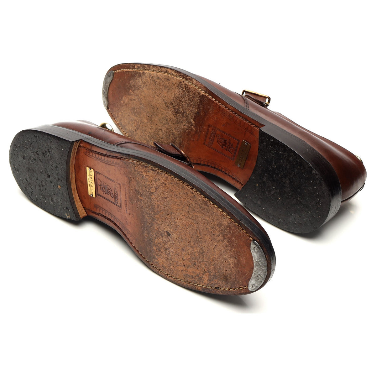 Brown Leather Split Toe Monk Strap UK 9.5 F