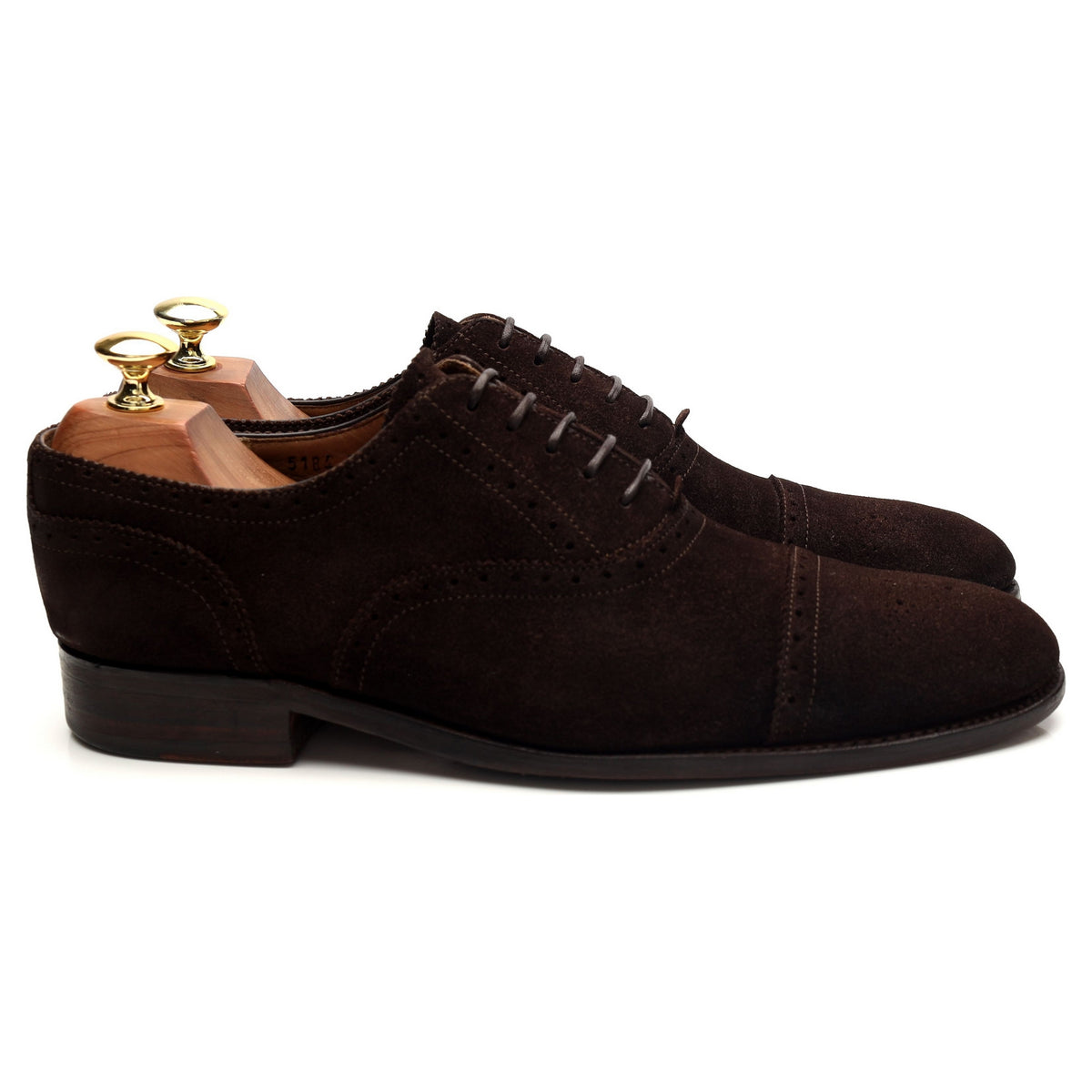&#39;Tom&#39; Dark Brown Suede Oxford Semi Brogues UK 7 F