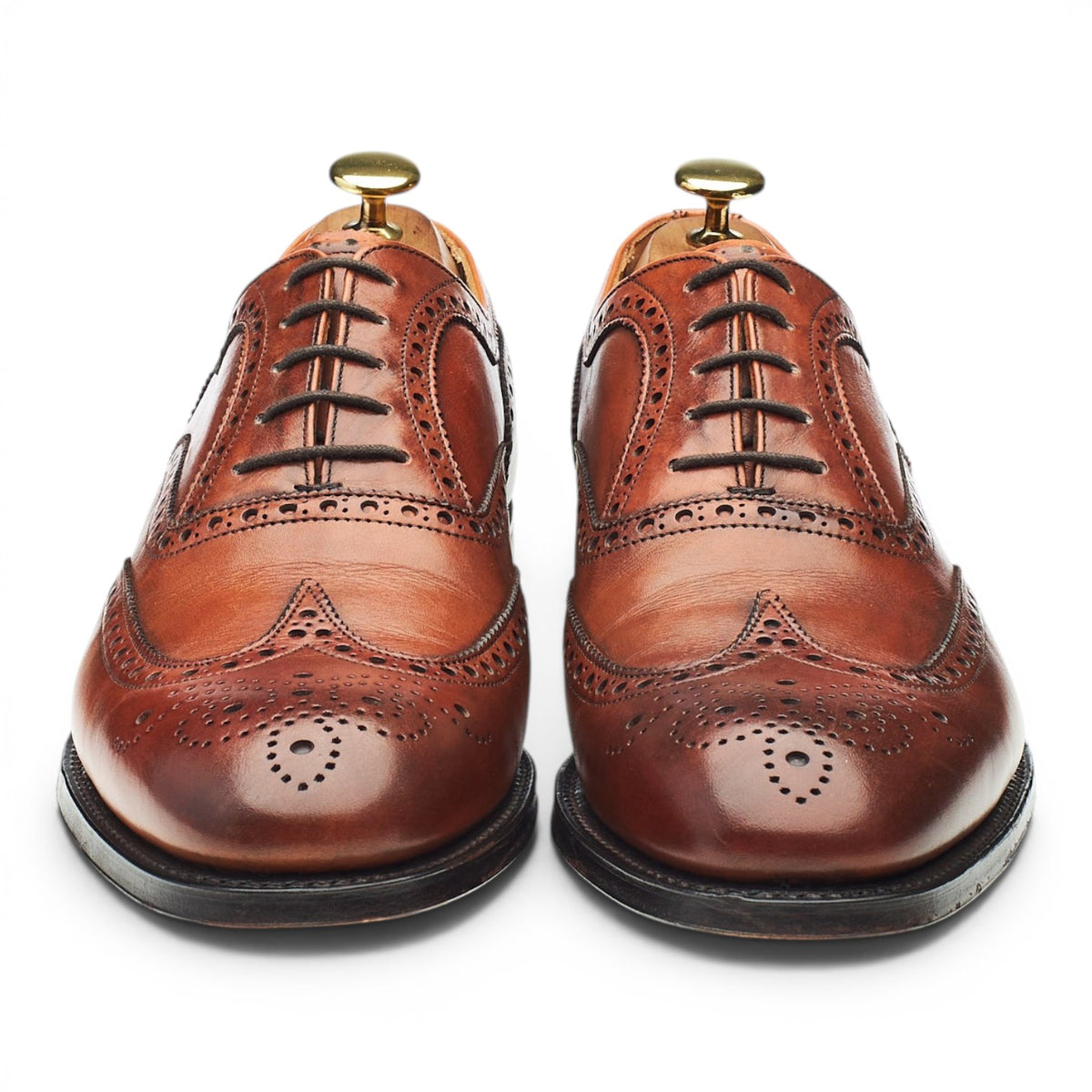 'Arthur lll' Tan Brown Leather Oxford Brogues UK 8.5 F