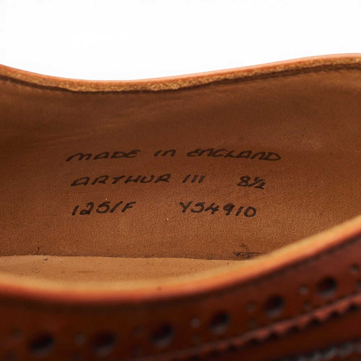 'Arthur lll' Tan Brown Leather Oxford Brogues UK 8.5 F