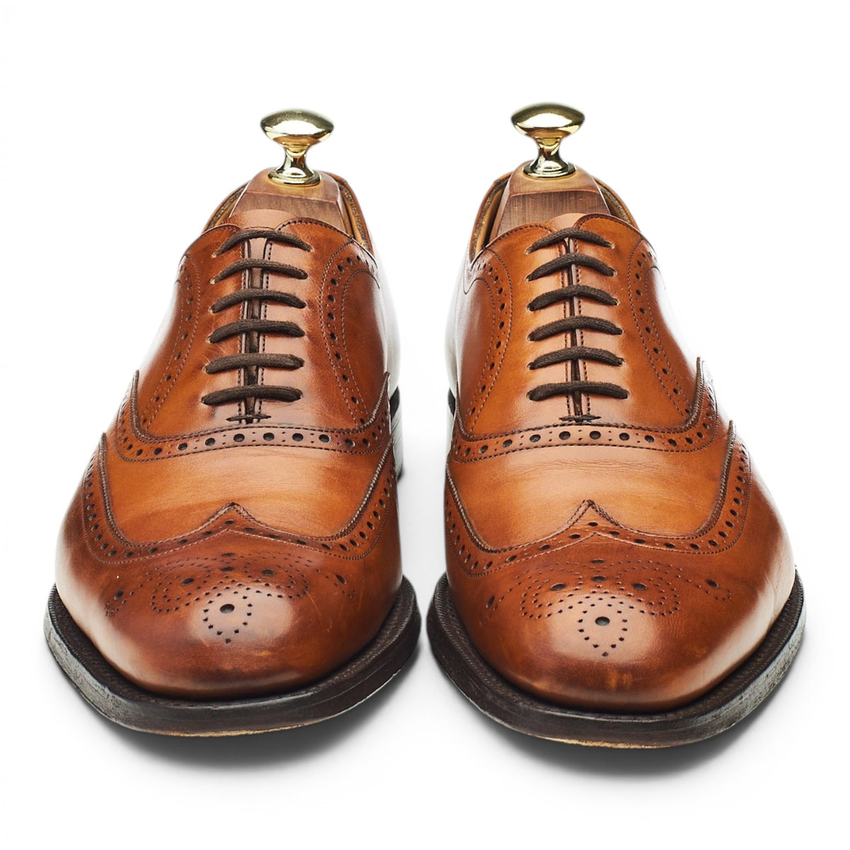 'Berlin' Tan Brown Leather Oxford Brogues UK 7 F