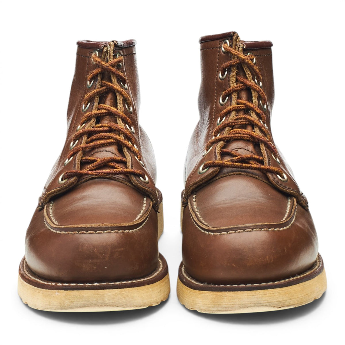 Women's Brown Leather Moc Toe Boots UK 6 US 8.5 B