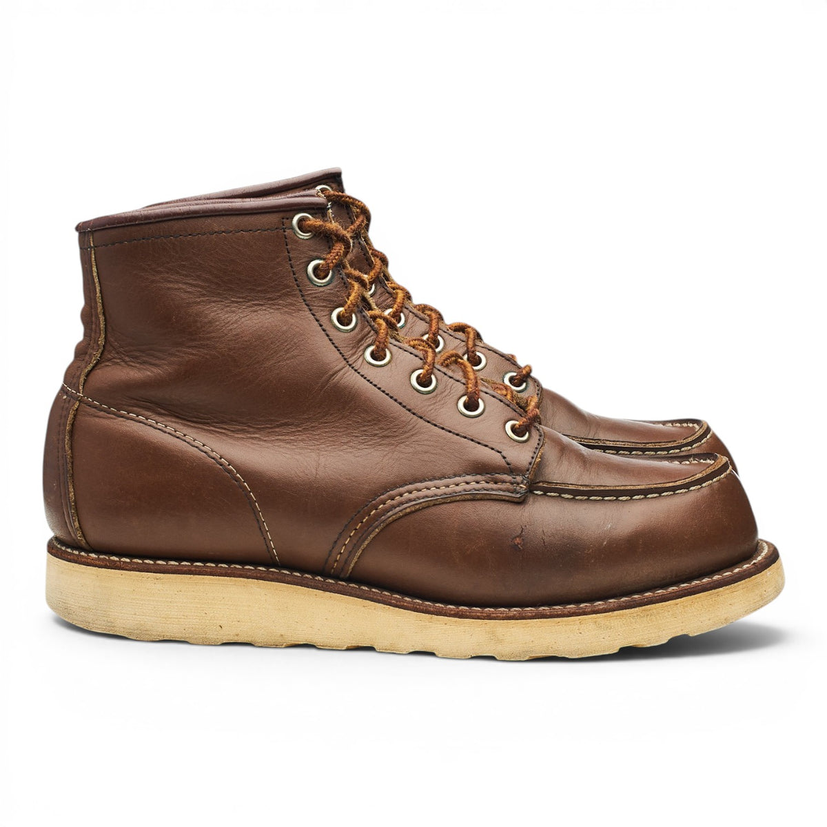 Women's Brown Leather Moc Toe Boots UK 6 US 8.5 B