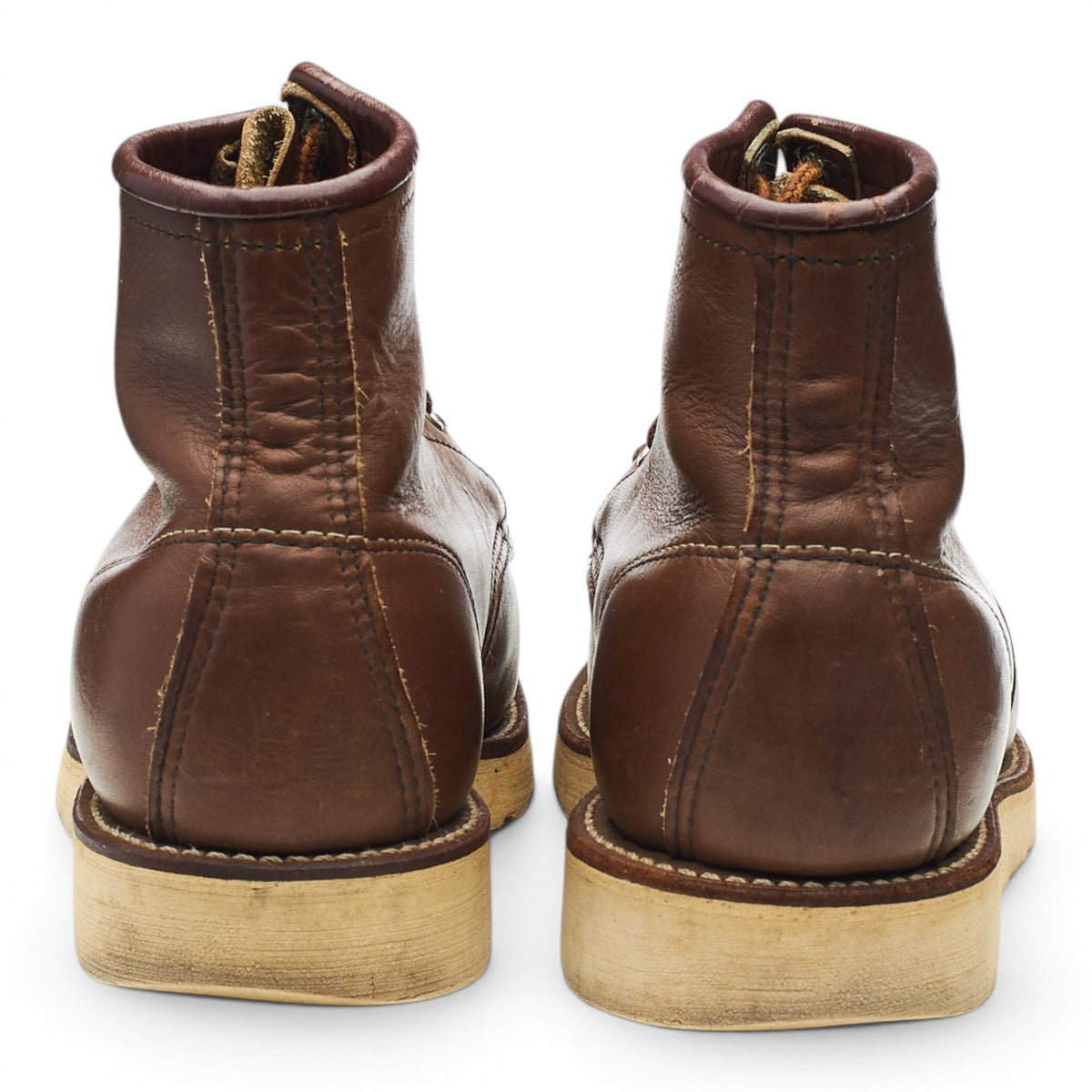 Women's Brown Leather Moc Toe Boots UK 6 US 8.5 B