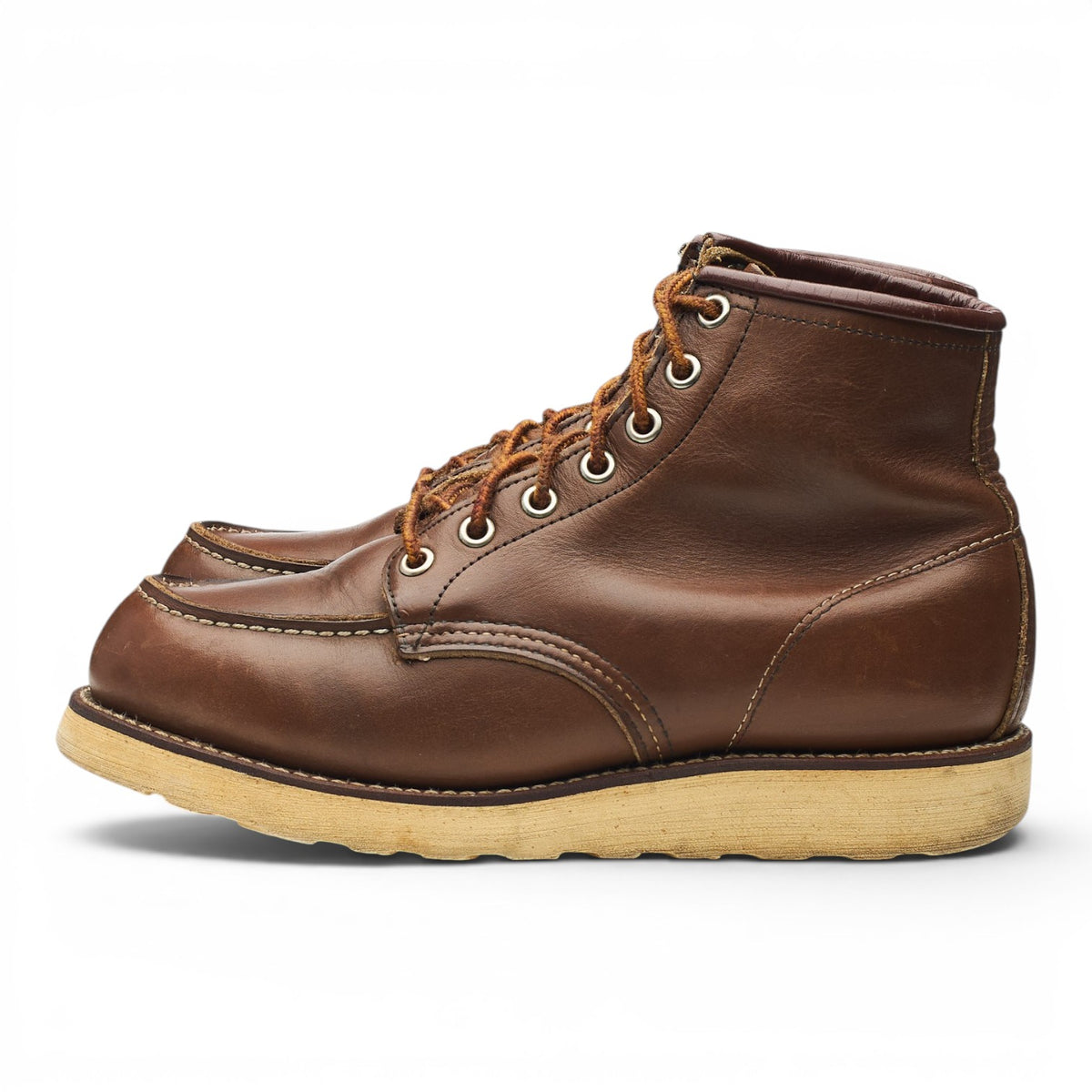 Women's Brown Leather Moc Toe Boots UK 6 US 8.5 B