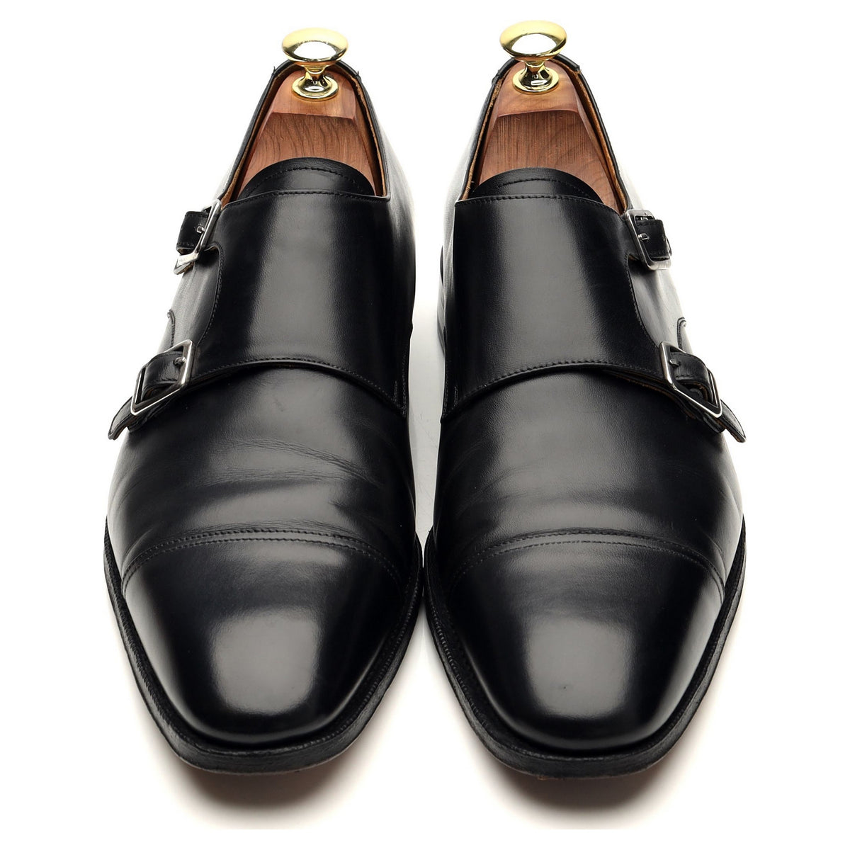 &#39;101541&#39; Black Leather Double Monk Strap UK 8.5 E