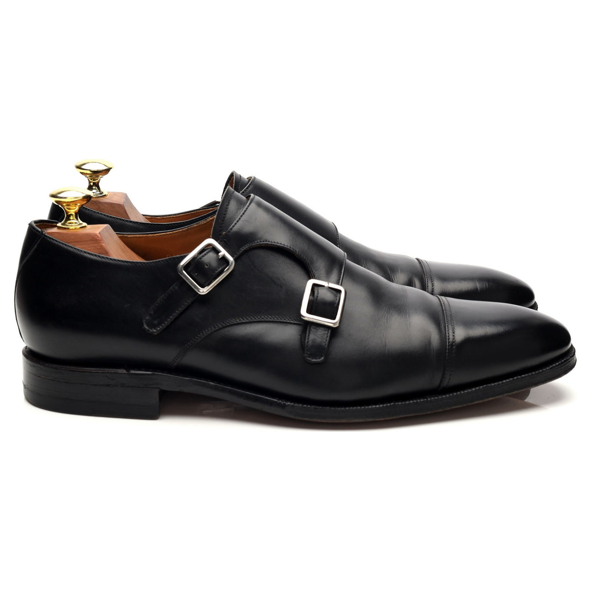 &#39;101541&#39; Black Leather Double Monk Strap UK 8.5 E