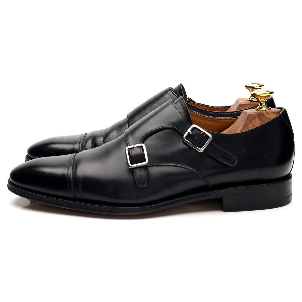 &#39;101541&#39; Black Leather Double Monk Strap UK 8.5 E