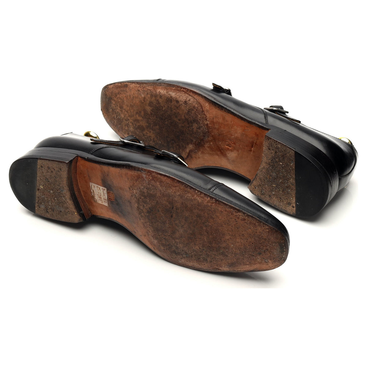 &#39;101541&#39; Black Leather Double Monk Strap UK 8.5 E