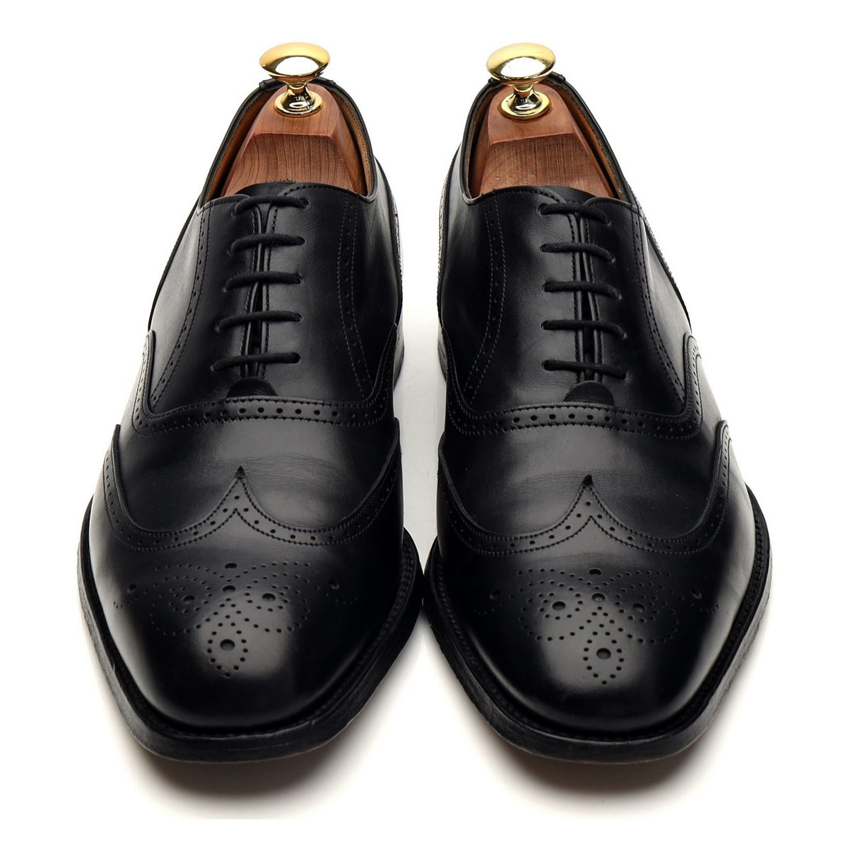 &#39;Chesham&#39; Black Leather Oxford Brogues UK 8 F