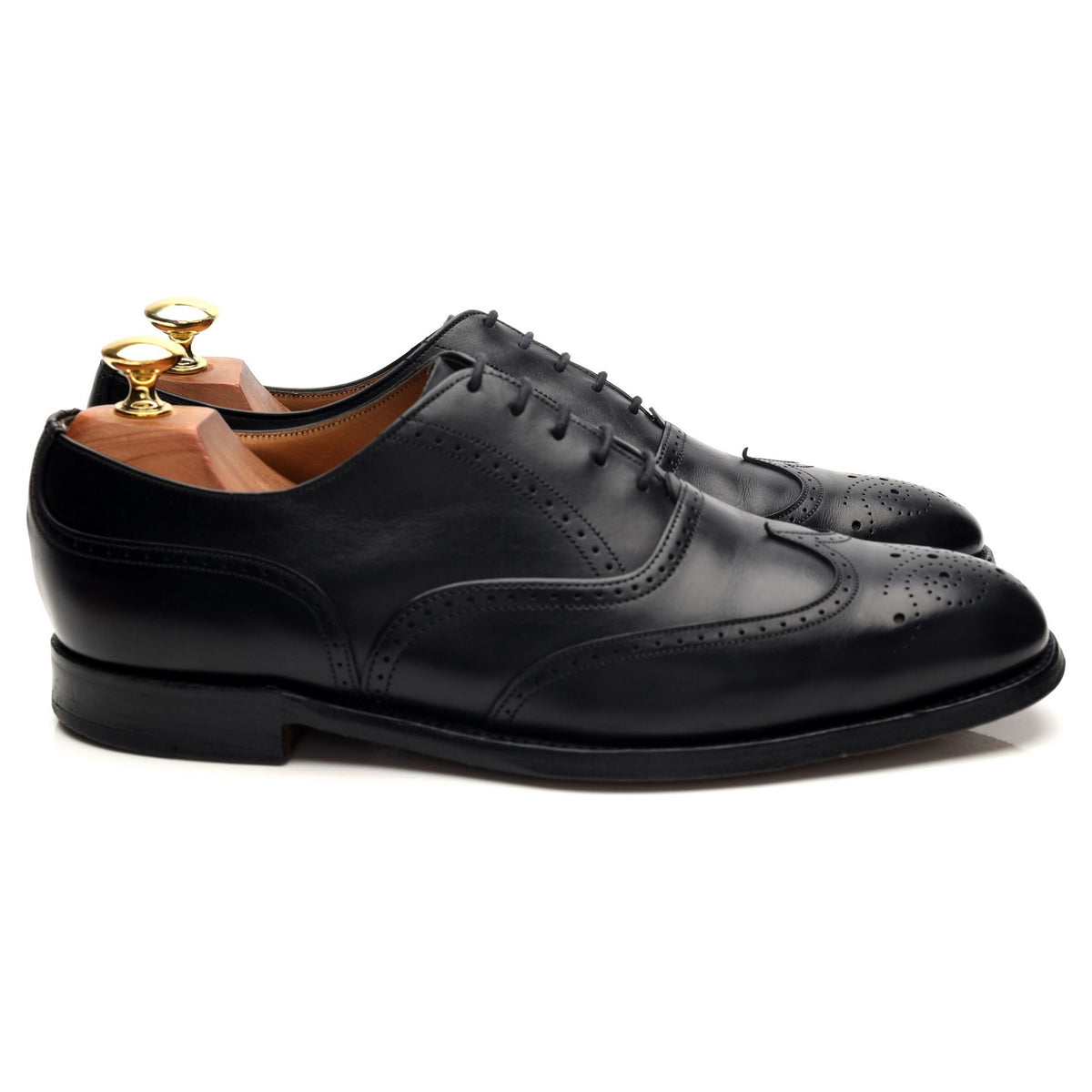 &#39;Chesham&#39; Black Leather Oxford Brogues UK 8 F